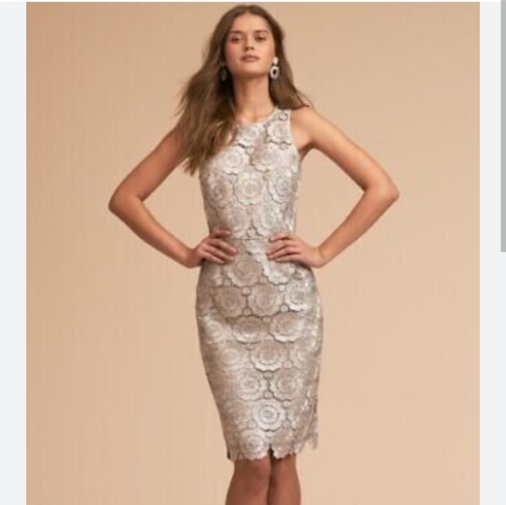 BHLDN Emmaline Silver Dress Size 14